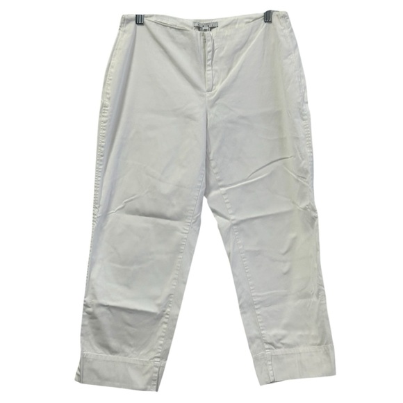 Cabi Women’s Flat Front White Cropped Pants   ‎      Sz 10 - Picture 1 of 5